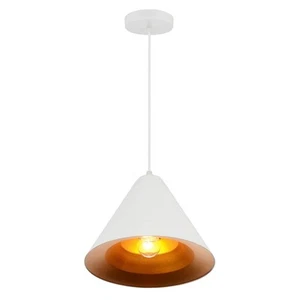 Keila 1 Light Down Pendant with Matte White & Gold finish - Picture 1 of 6