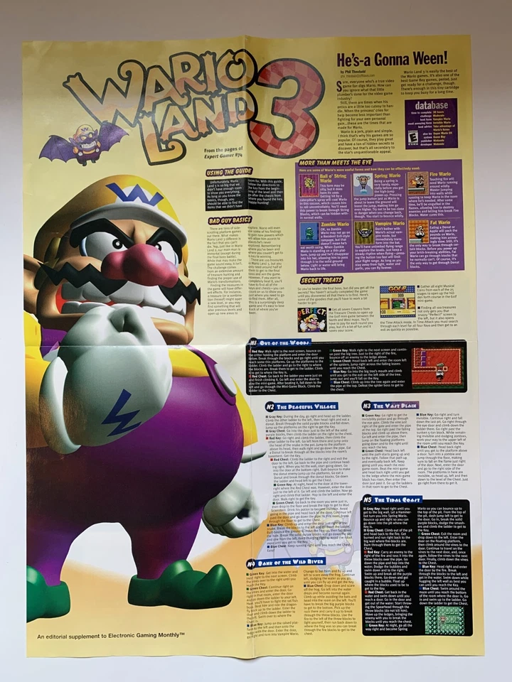 Wario Land 3 Electronic Gaming Monthly EGM Magazine Guide Poster 20x15 Vintage - Image 1 of 1
