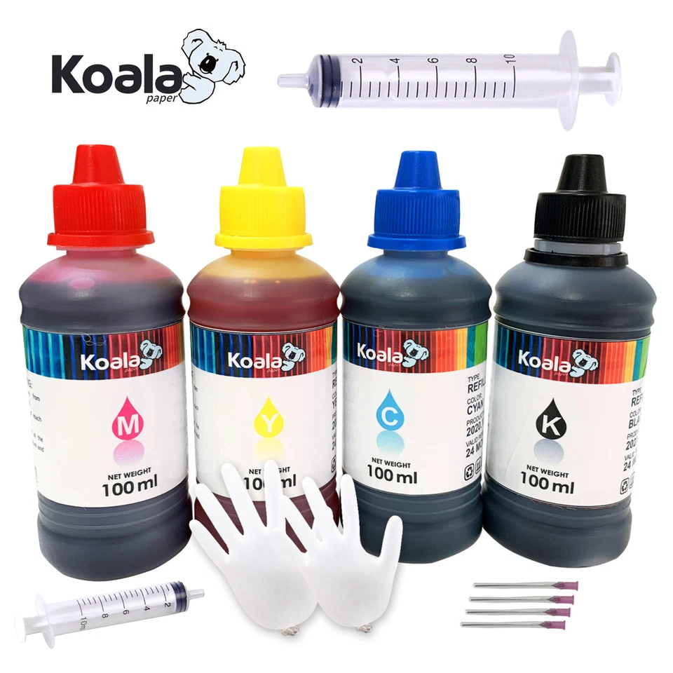 Kits de recarga de tinta para impresora de inyección de tinta 4X100ML tinta de recarga para HP, Canon, Epson, Lexmark Foto 1 de 4