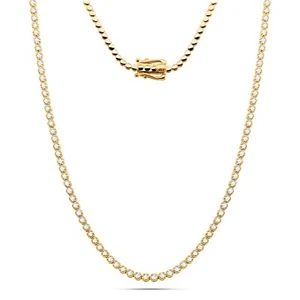 2.07CT Certified Genuine Diamond Tennis Necklace 14K Yellow Gold 19 Inch Women's - Picture 1 of 4