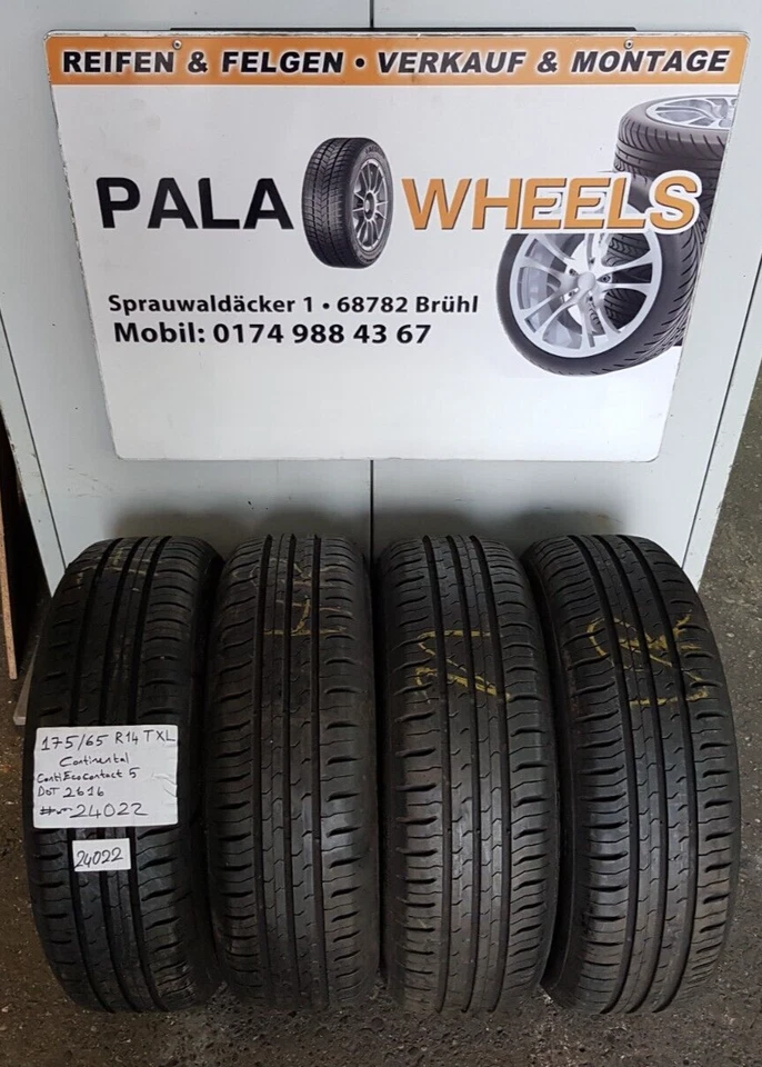 4 x Sommerreifen 175/65 R14 86T XL Continental ContiEcoContact 5  #24022 - Bild 1 von 4