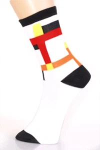 Yelete 3 PAIRS White Purple Lime Colorblock Striped Women's Socks - Picture 1 of 3