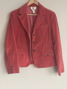 Talbots Corduroy Stretch 3 Button Jacket Women’s Size 8 Pocket Dusty Red - Picture 1 of 6