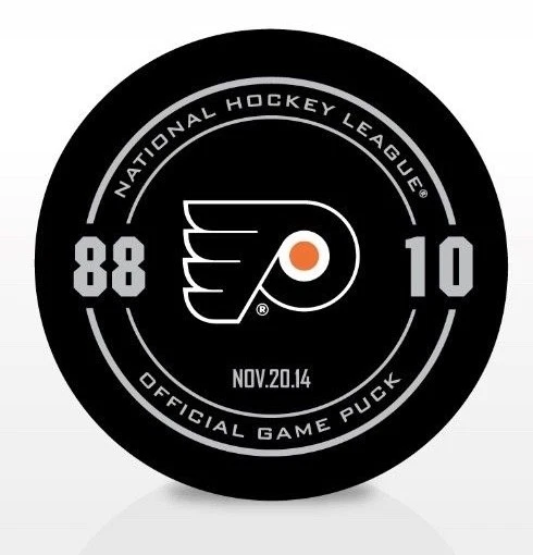 ERIC LINDROS JOHN LECLAIR PHILADELPHIA FLYERS HOF DISCO DE JUEGO NOCTURNO DIFÍCIL DE ENCONTRAR 88 Y 10  Foto 1 de 1