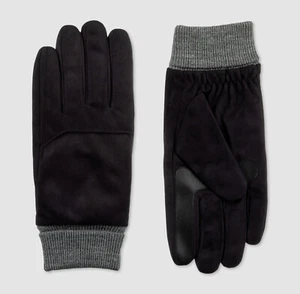 NEW $135 Isotoner Men's Black Gray Touch Screen Lined Warm Winter Gloves Size M - Picture 1 of 1