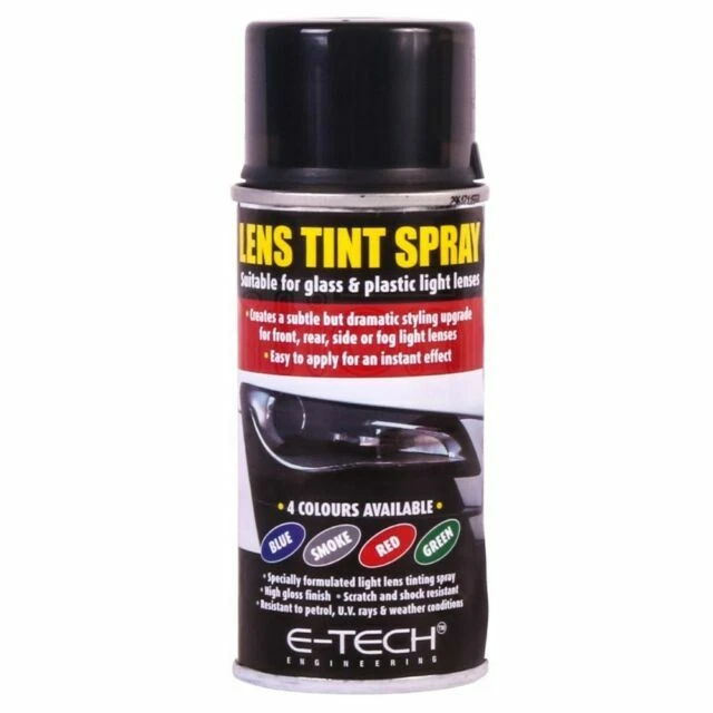 E-TECH 150ml Lens Tint Spray for Front Head Lamps, Rear Tail Lamps and Side Repeater Lenses - Smoke