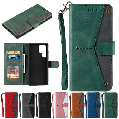 For Samsung Galaxy S25/S24/S23/S22-S8 Card Magnetic Flip Stand Wallet Case+Strap - Image 1 of 4