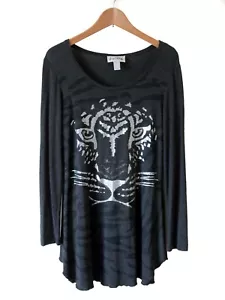 Joseph Ribkoff Charcoal Grey Jersey Embellished Cat Stretch Tunic Top UK 10 - Picture 1 of 5