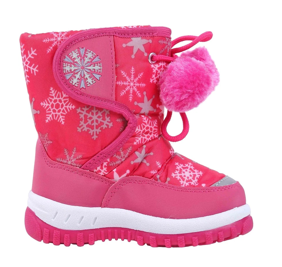 Botas de nieve de invierno con pompón de punta redonda resistentes al agua de 3 colores para niñas y niños pequeños Foto 1 de 1