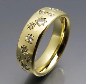 DISEÑO MADURO - HERMOSO CIELO ESTRELLADO BRILLANTE ""STARS"" - ORO 585 - EXCELENTE PIEZA - Imagen 1 de 6