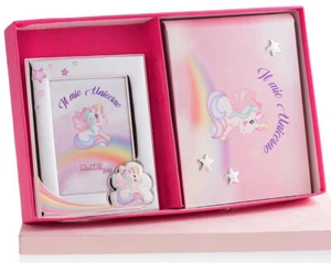 Geschenkset Rosa Einhorn Fotoalbum + Silberrahmen Elite Made in Italy - Bild 1 von 1