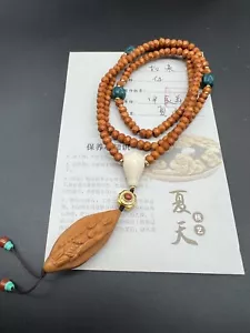 Diamond-Cut Olive Pit Tip Hand Carved Shakyamuni Buddha Necklace钻石面核尖如来脖挂 - Picture 1 of 13