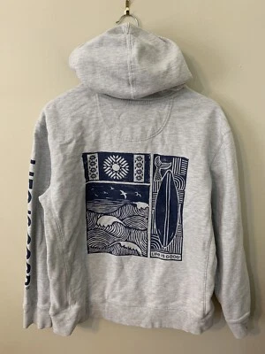 Life is Good Men's Heather Gray Hoodie Sweatshirt Size M Medium Surfboard Waves - Image 1 of 4