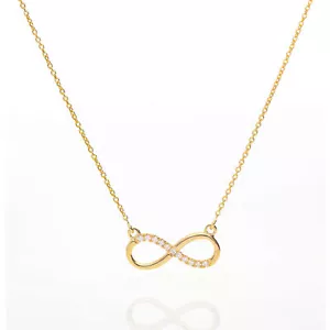 14K Gold 0,10 Ct. Laborgefertigter Diamant Infinity Knoten Hochzeit Halskette-Neu eingetroffen - Bild 1 von 5