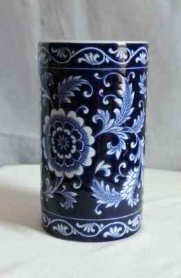 Pier 1 Imports Mandarina 8" x 41/2" Azul Cobalto y Blanco Floral Florero Soporte para Utensilios Foto 1 de 4