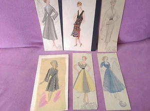 Figurines, Original Drawings Coloured Of Fashion, Creations Cañellas 1945 - Picture 1 of 3