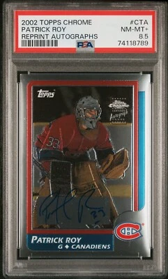 2002 Topps Chrome Patrick Roy 1986 Reprint | Autograph /400 | PSA 8.5 - Image 1 of 3