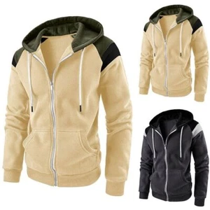 Men's Athletic Warm Soft Sherpa Lined Fleece Zip Up Sweater Jacket Hoodie - Picture 1 of 17