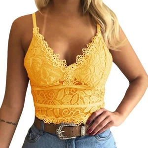 Women Lace Floral Bralette Bralet Bra Bustier Vest Crop Top Cami Tank~ - Picture 1 of 12