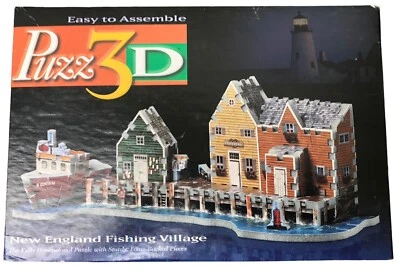 VTG Puzz3D New England Fishing Village HASBRO 49199-2 169 pcs NEW SEALED - Image 1 of 4
