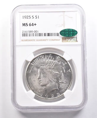 1925-S Peace Silver Dollar MS64+ NGC CAC *2165 - Image 1 of 3