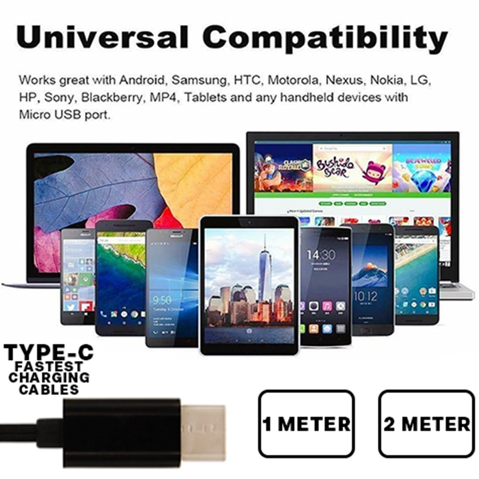 Amazon Kindle Fire HD Tablet TV Micro-USB Data Sync Charger Cable Charging Lead - Image 1 of 4