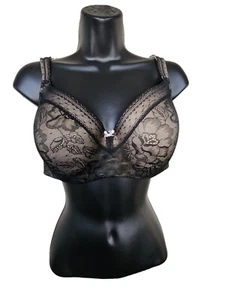 Cacique Modern Black Lace Lightly Lined Balconette Bra 38DDD - 244398 - Picture 1 of 10