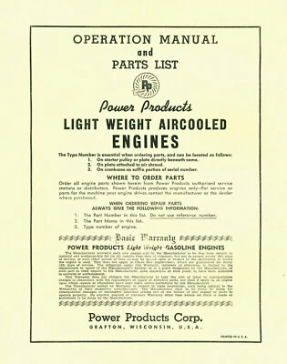 Power Products Operation with Parts List (please read description) - Image 1 of 3