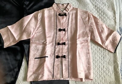 Child 2 Pc Asian Pink Top, Black Pants, Cheongsam, 1970s Girls Size 8, Costume - Image 1 of 4