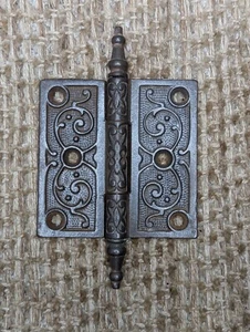 3 1/2" x 3 1/2 " Antique Decorative Cast Iron Steeple Tip Hinge - Picture 1 of 5