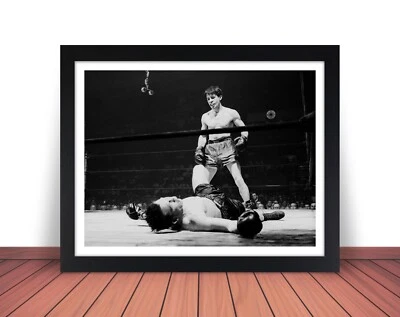 Framed ROCKY GRAZIANO v FREDDIE COCHRANE Boxing Photo Picture  8x10 11x14 (W1) - Image 1 of 4