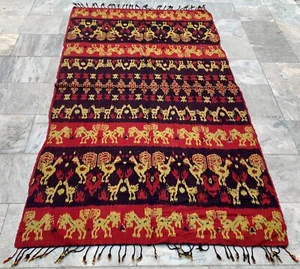 4X7 Antique Ikat Handwoven Shawl Floral Indonesian Scarf Ikat textile 213x120 cm - Picture 1 of 12