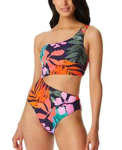 Jessica Simpson Women's Island Paradise Cutout One-Piece Swimsuit Blue Small - Picture 1 of 2