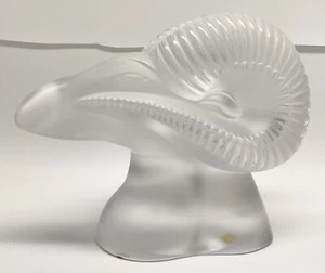 Figura grande Lalique Francia cristal esmerilado ARIES CARNS HEAD - ¡Hermosa! - Imagen 1 de 5