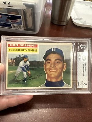 1956 Topps Don Bessent Gray Back Baseball Card #184 BGS 8 - Image 1 of 3