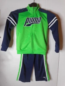 PUMA Track Suit Boys/Kids 2pc Size 6 Green Blue Zip Top Pull-On Bottoms   - Picture 1 of 19