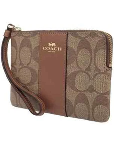 Coach Bracciale/Portafoglio/Borsa F58035 Firma Logo Rivestito Tela e Pelle NUOVO - Foto 1 di 11