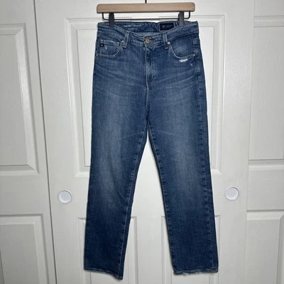 Pantalones de mezclilla AG Adriano Goldschmied para mujer 28 azul Saige tiro alto rectos preppy Foto 1 de 4