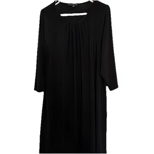 Tiana B Womens Shift Dress 1X Black Stretch 3/4 Sleeve Round Neck Mod Style - Picture 1 of 8