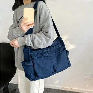 Bandolera bandolera de mezclilla retro japonesa para mujer Bolso de hombro Escuela Estudiante Bolsos de mensajero - Imagen 1 de 8