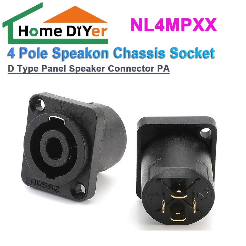 NL4MPXX 4 Pole Speakon Chassis Socket. D Type Panel Speaker Connector PA - Image 1 of 4