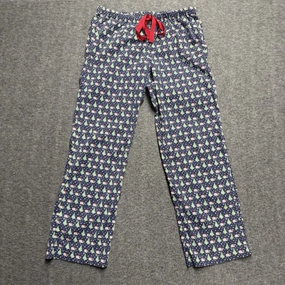 Vineyard Vines Christmas Lounge Sleep Pants Men's Medium Blue Santa Whale Trees - Image 1 of 4