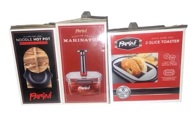 Parini - Paquete de cocina para el hogar 3 ARTÍCULOS (2 ranuras tostadora + olla caliente + marinador) Foto 1 de 4