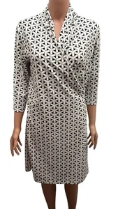J. McLaughlin- MEDIUM Black & White Catalina Cloth Faux Wrap Panama Dress - Picture 1 of 4