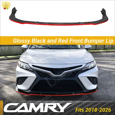 Se adapta a TOYOTA CAMRY SE XSE 2018-26 TRD estilo negro brillante parachoques delantero borde rojo Foto 1 de 4
