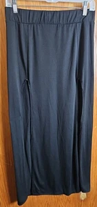Unbranded Double Slit Front Maxi Skirt Women's Size XL Black Elastic Waist  - Picture 1 of 6