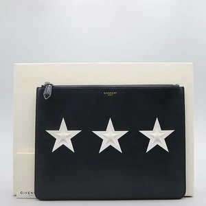 GIVENCHY BK06072266 Black Leather Triple Star Embossed Large Clutch Bag - Picture 1 of 6