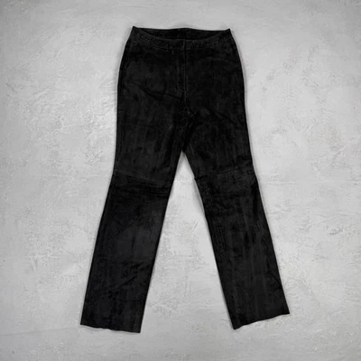 Pantalones de pierna recta de cuero gamuza negro vintage INC International Concepts talla 4 Foto 1 de 4