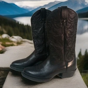 Stivali cowboy Ariat Heritage uomo 8,5D nero 10002218 punta tonda western🔥🤠 - Foto 1 di 14