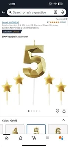 3D Rose Gold #5 Birthday Candle With (4) 3D Rose Gold Star Candles - Picture 1 of 5